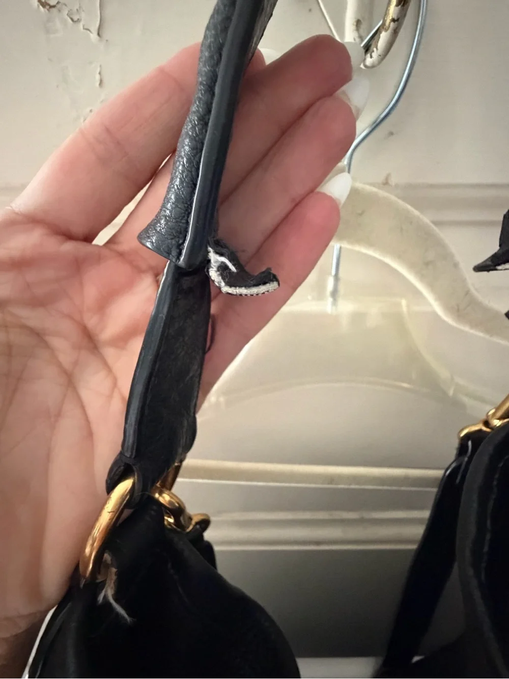 Marc Jacobs Black Leather Hobo Bag with Gold Hardware